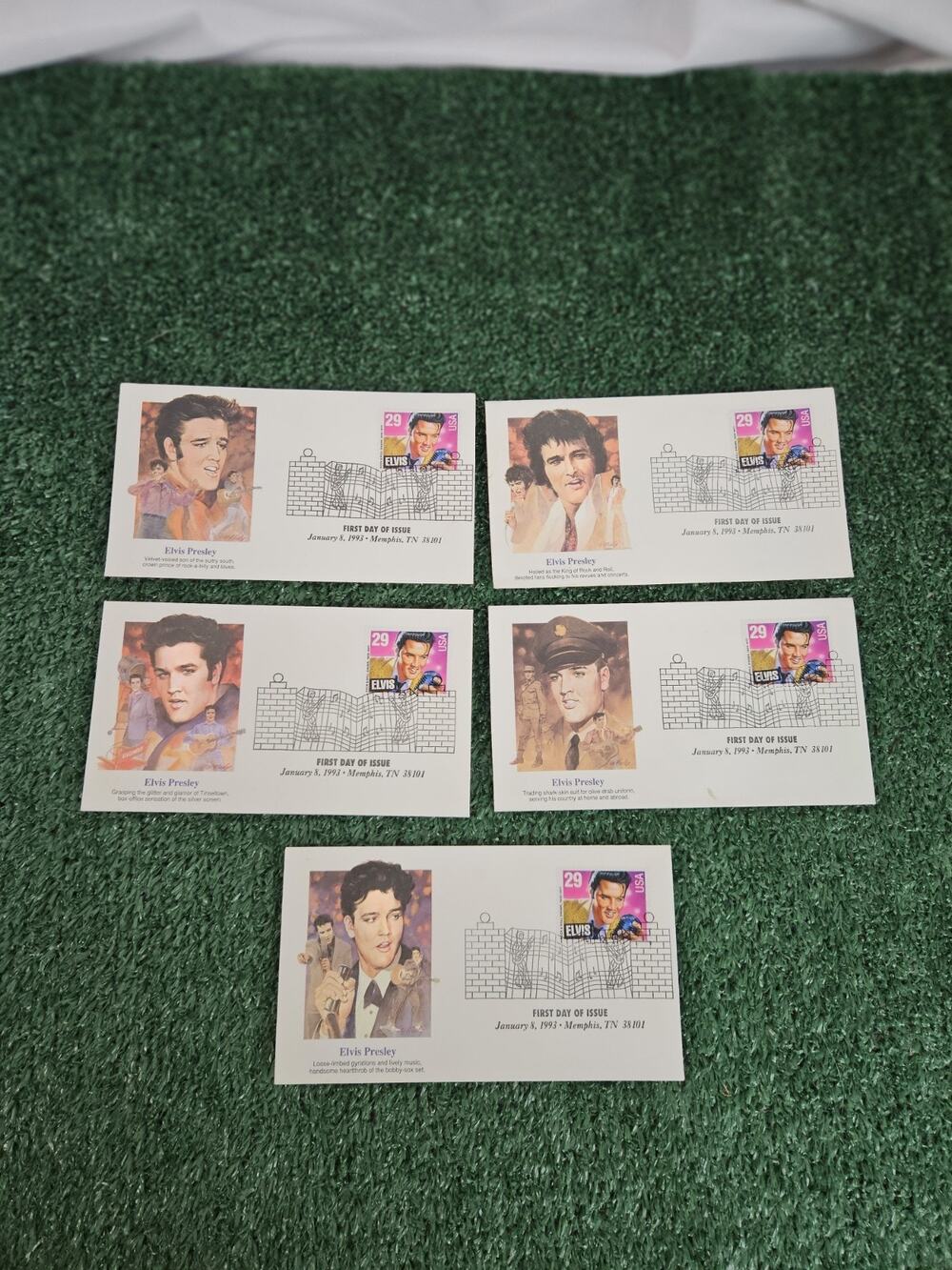 1993 Elvis Presley First Day Cover Stamp Set of (5) Five - FDC USPS W/ Envelope